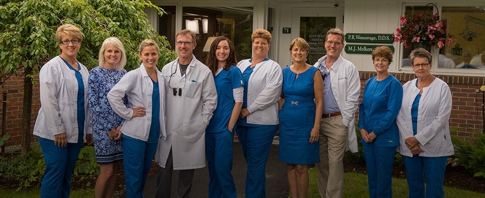The Lyme Road Dental team in Hanover, NH standing outside