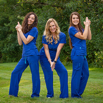Goofy photo of the Lyme Road Dental team in Hanover, NH